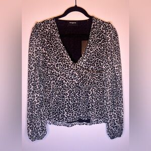 The Kooples leopard print blouse in black and white